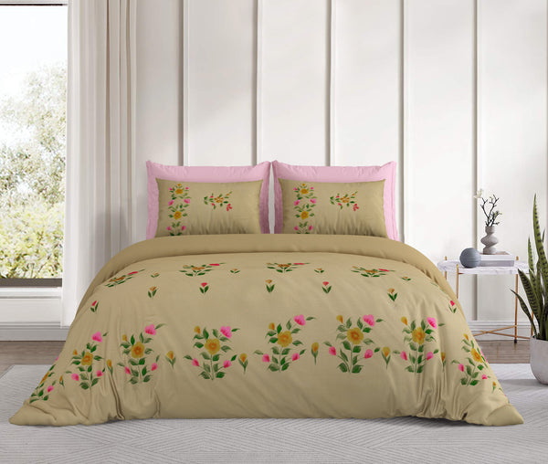 Golden Bask Flora Bedsheet, Artisan ,300 Tc 100% Cotton