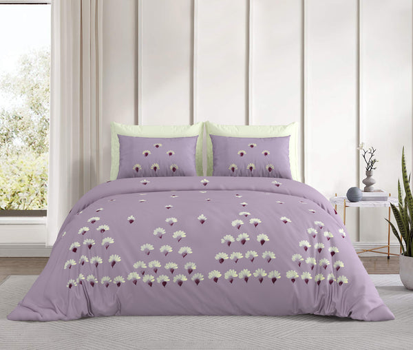 Purple Daisy Haven Bedsheet, Artisan , 300 Tc 100% Cotton