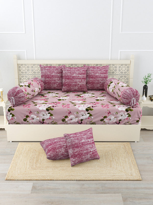 Gulmohar,Blush Rose Bedsheet, Diwan Set ,120 Tc 100% Cotton