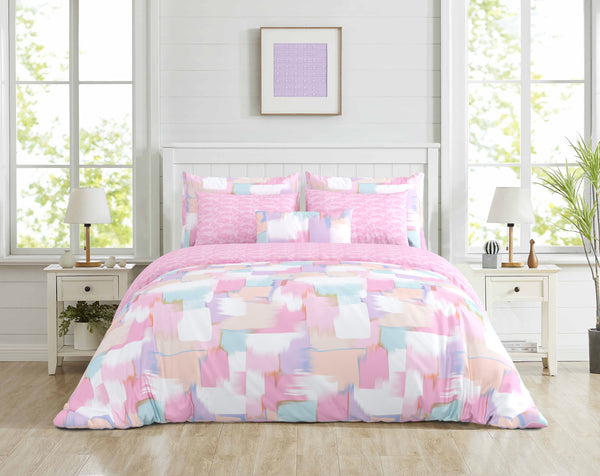 Shine, Pink Patch Paradise Bedsheet Set, 144 Tc 100% Cotton