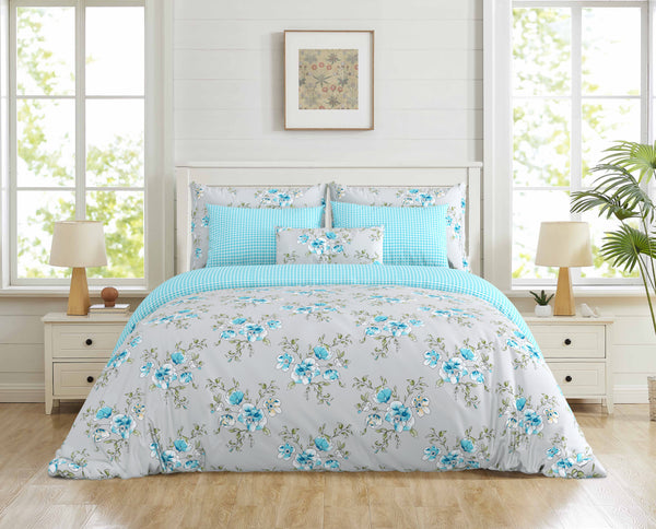 Shine, Cobalt Florals Bedsheet Set, 144 Tc 100% Cotton